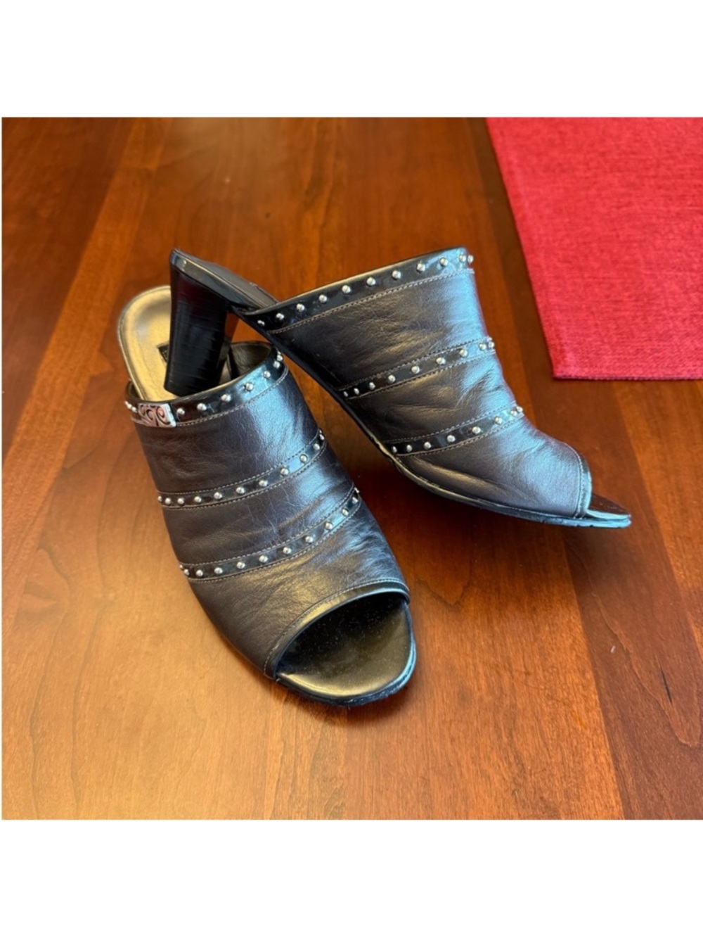 🎉 SALE 🎉 Brighton Sexy Studded Open-Toe Mules Heels in Preloved fair condition